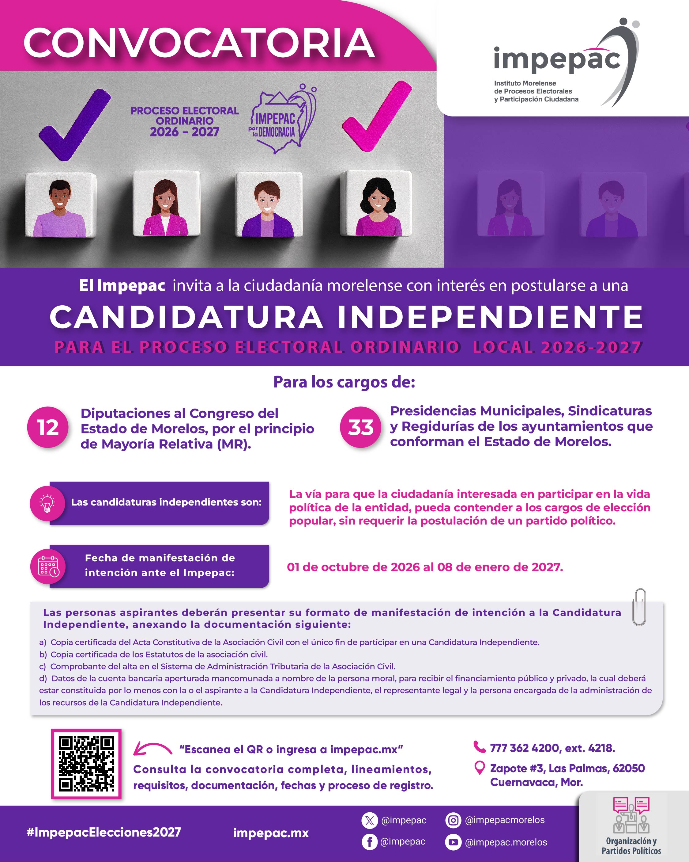 Convocatoria Candidaturas Independientes 2026-2027